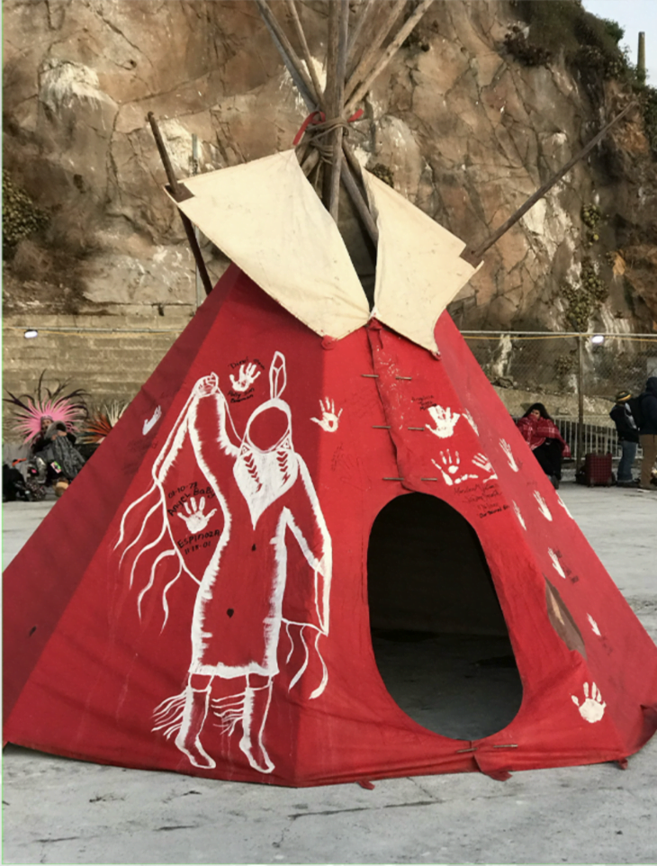 MMIWG2S painting on an Indigenous Tipi